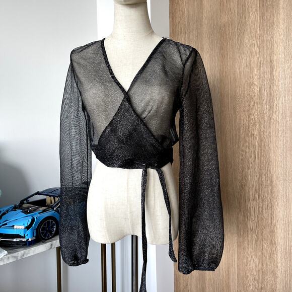 John John Women's V-neck Mesh Cover Top w/ Ties (S) - Picture 1 of 4